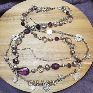 Premier Designs Purple & Silver Multi Strand Necklace